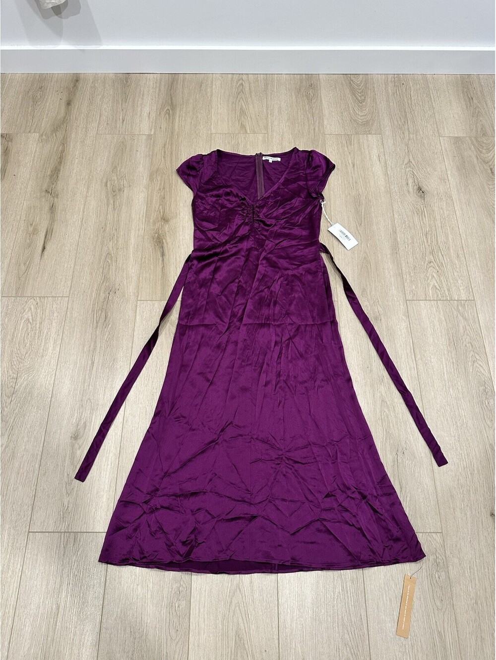 NWT Reformation Scottie Silk Midi Dress 4 Purple 100% Silk Tie Back Keyhole